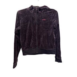 Adidas Womens Purple Velvet Full-Zip Hoodie Jacket Size L